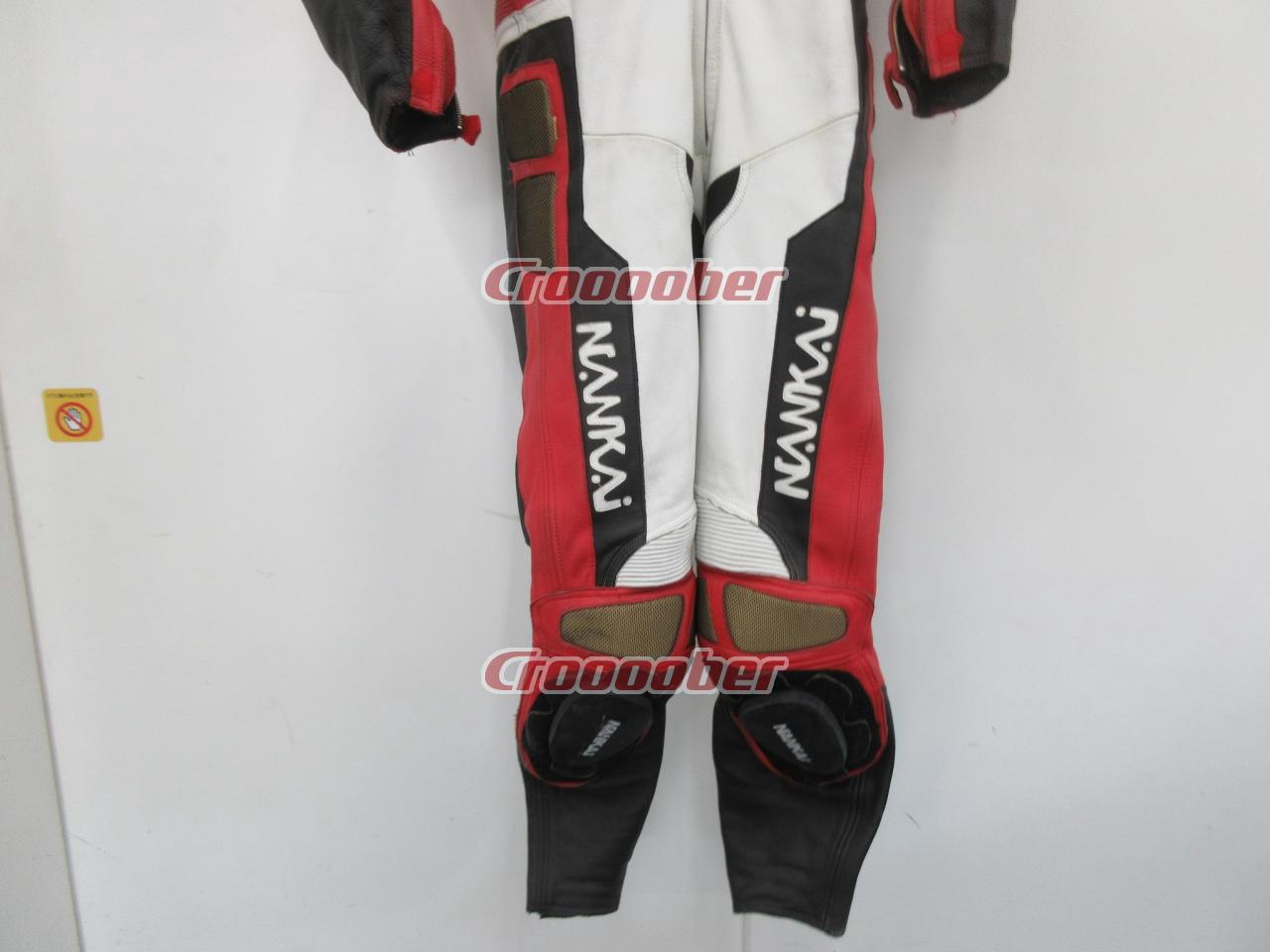 南海部品 MFJ公認レーシングスーツ 赤/白/黒 革ツナギ Mサイズ